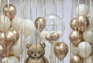 Set of gold and cream balloons with a teddy bear "Golden tenderness" — photo 1
